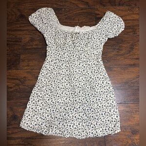 Y2K cottage LA HEARTS Tie Front Linen Mini Dress flowered  Small